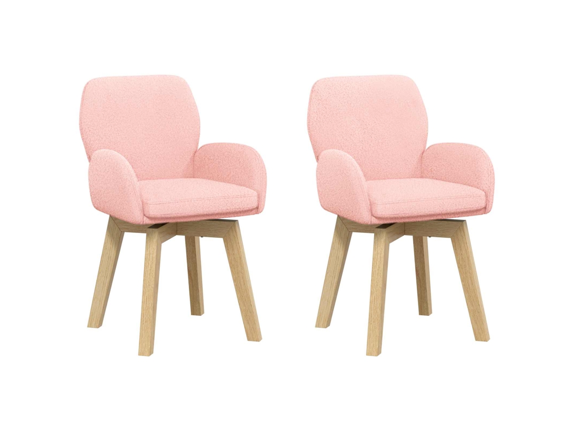 Conjunto 2 Cadeiras Giratórias Vidaxl Rosa Bouclé (54 X 58 X 87 Cm)