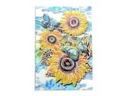 Diário de couro Nova Line com sunflower, A5, 200 páginas, artesanal | S/MARCA
