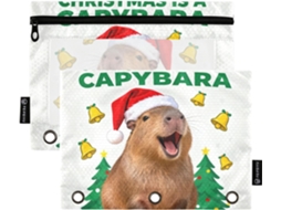 Estojo De Lápis Fofo Com Desenho Capivara, Com Janela Transparente, Estojo Grande Em Várias Cores, Pastas Com 3 Compartimentos
