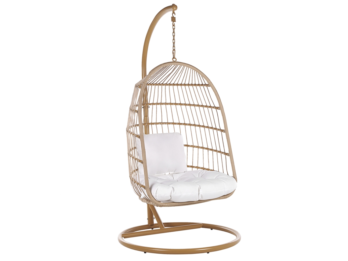 Silla Colgante Con Soporte Beliani Allera De Ratán Sintético Natural 102x102x200