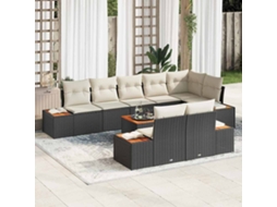 Vidaxl Conjunto de Sofá de Jardim 9 Pcs Preto Rattan Sintético