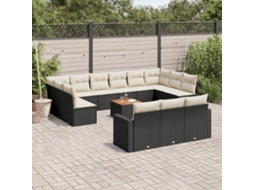 Vidaxl 14 Pcs Conjunto de Sofás P/ Jardim C/ Almofadões Vime Pe Preto