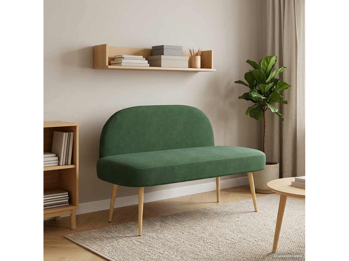 Vidaxl Banco Estofado Com Encosto Verde Selva 110 X 60 X 76 Cm