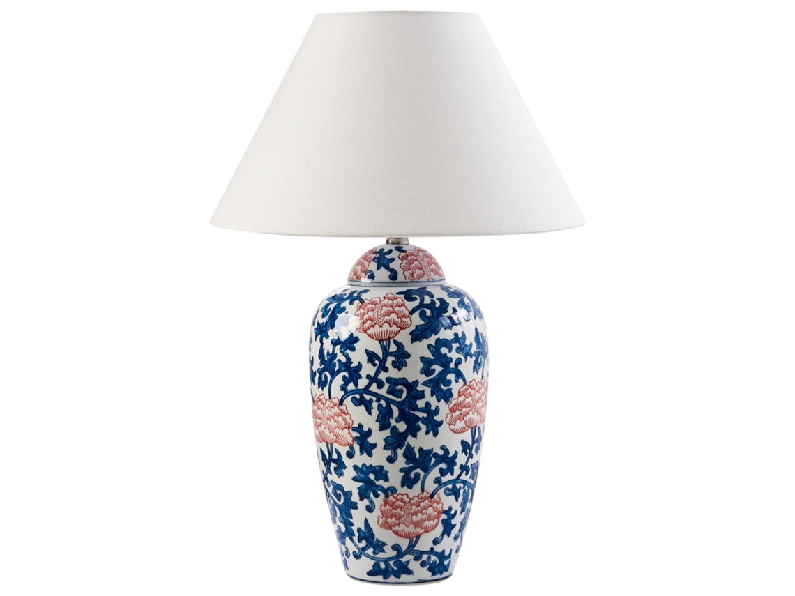 Candeeiro de Mesa BELIANI Verusa de Porcelana Branco/azul 41x41x65
