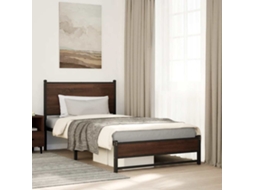 Vidaxl Estrutura De Cama Sem Colchão 100x200cm Metal Carvalho Castanho