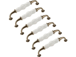 Conjunto De 6 Puxadores Cerâmica Craquelada Para Portas Armários E Guarda Roupas, Estilo Rústico Em Bronze Antigo, Da
