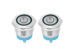 Interruptor De Botão Com Recarga Automática Cabeça Plana Ip65 220vac 22mm 4 Pinos Com Luz Verde 2 Unidades