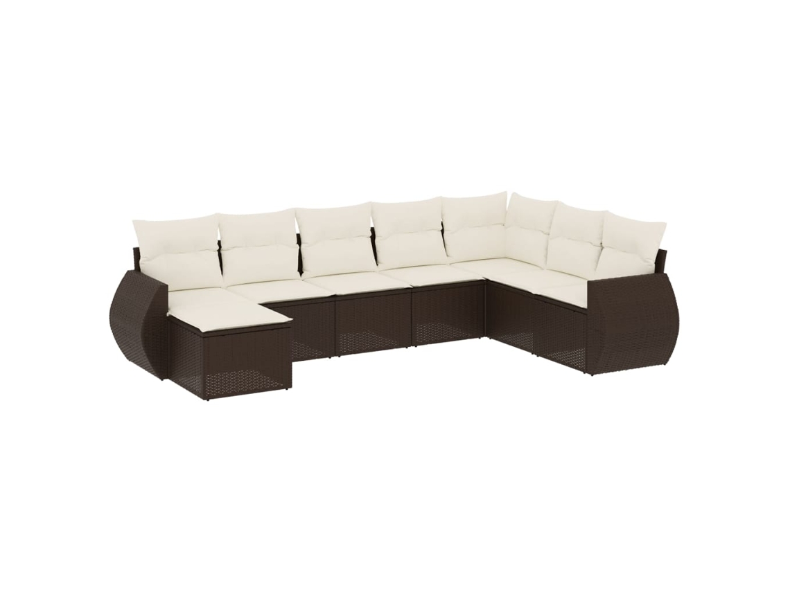 Maison Exclusive - 8 Pcs Conjunto Sofás De Jardim C/ Almofadões Vime Pe Castanho