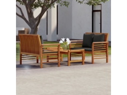 3 Pcs Conjunto Lounge De Jardim C/ Almofadões Acácia Maciça Dkd Home Decor