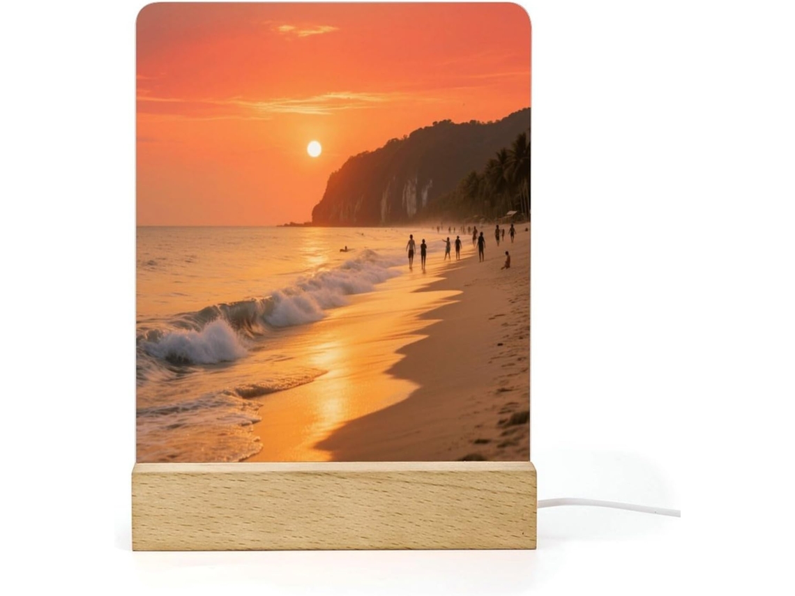 Abajur De Cabeceira Led, Pôr Do Sol Na Praia De Karon, Luminária Noturna De Acrílico Com Base Banheiro, Corredor