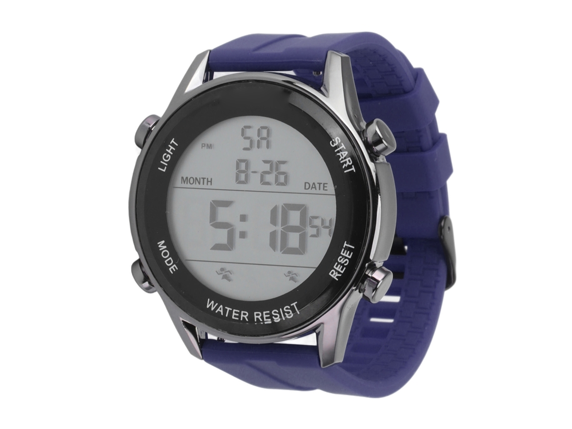 Reloj Deportivo Digital Electrónico Luminoso Impermeable Pantalla Grande Para Actividades Al Aire Libre Azul Con Correa De Silicona