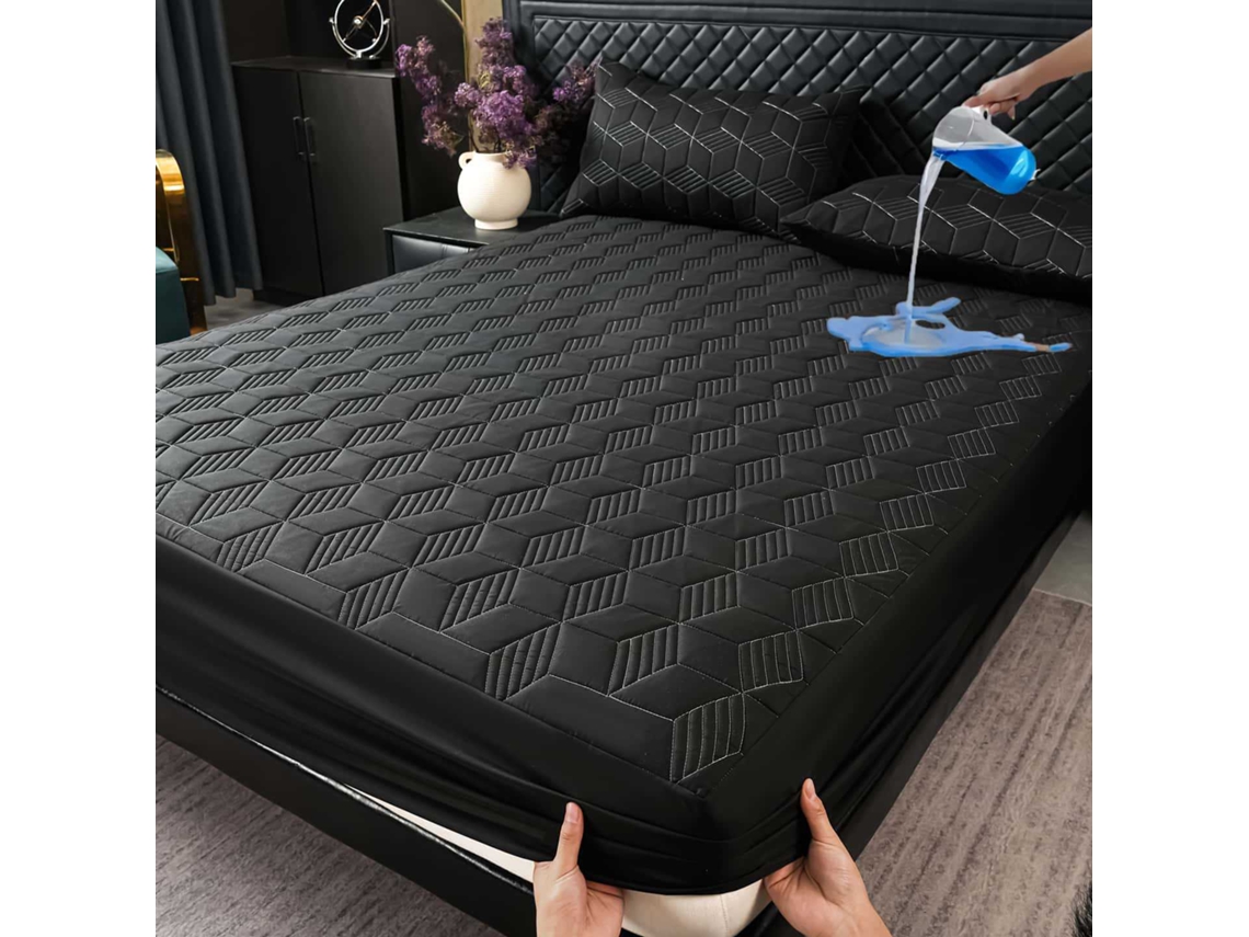 Capa Protetora De Colchão Impermeável,200x220cm, Adequada Para Colchões Com Altura Entre 5,1 E 30,5 Cm Preto Hexinyigjly