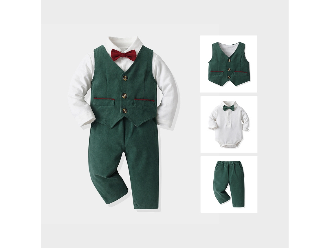 Roupas de Natal Bebê Floco de Neve Veludo Manga Comprida Terno Conjunto de Três Peças 60