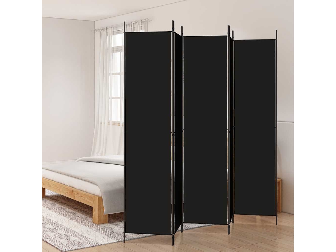 Vidaxl Divisória Com 5 Painéis 250x220 Cm Tecido Preto