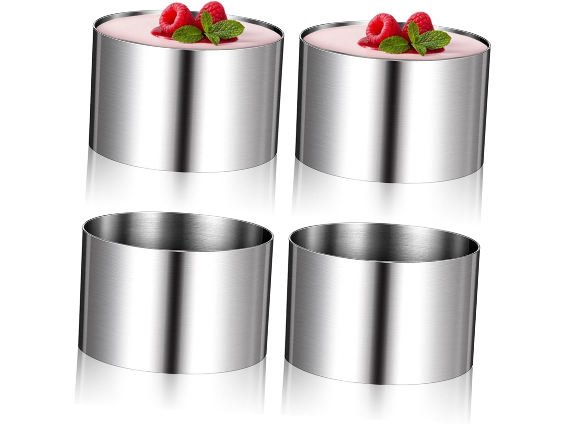 Conjunto De 4 Aros Redondos De Aço Inoxidável Yarnow Para Assar Sobrem