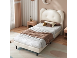 Cama Infantil 90x200 Cabeceira Animal Pu Bege com Colchão