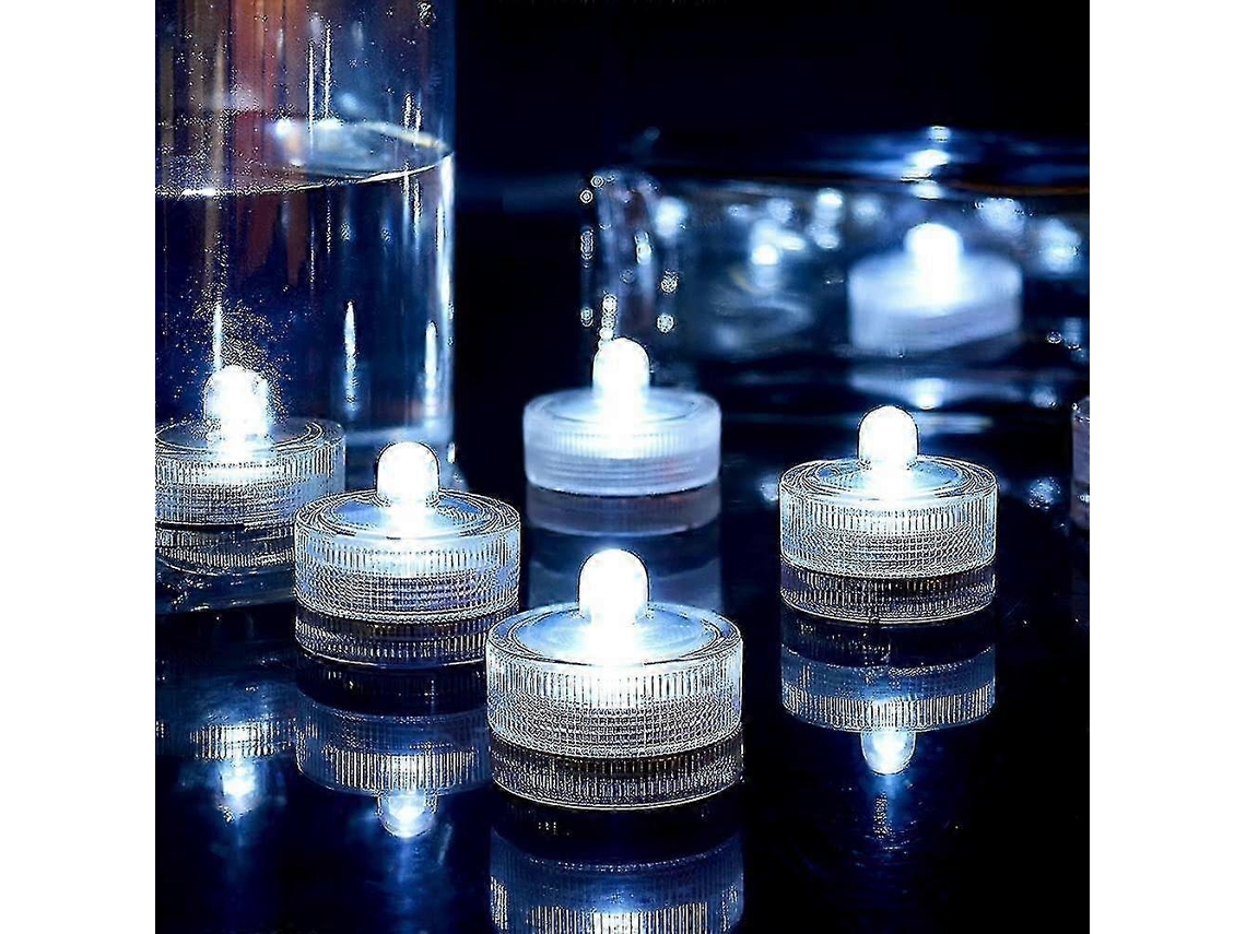 Conjunto de 24 Mini Lâmpadas Led Redondas À Prova D'água para Aquecimento Subaquático, na Cor Branca BRILVIBERA