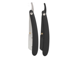 2 Peças Suporte De Barbear Com Lâmina Reta Estilo Clássico Para Barbear E Estilo De Cabelo Acessórios De Barbear Prata Preto