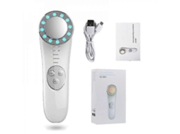 Massageador Facial de Microcorrente 7 em 1, Aparelho Lifting GOKOCO (branco e Prateado com Caixa)
