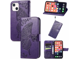 Capa Elegante Compartimento para iPhone 13 Pro Max HONGWE. com Porta-Cartões Retro Roxo