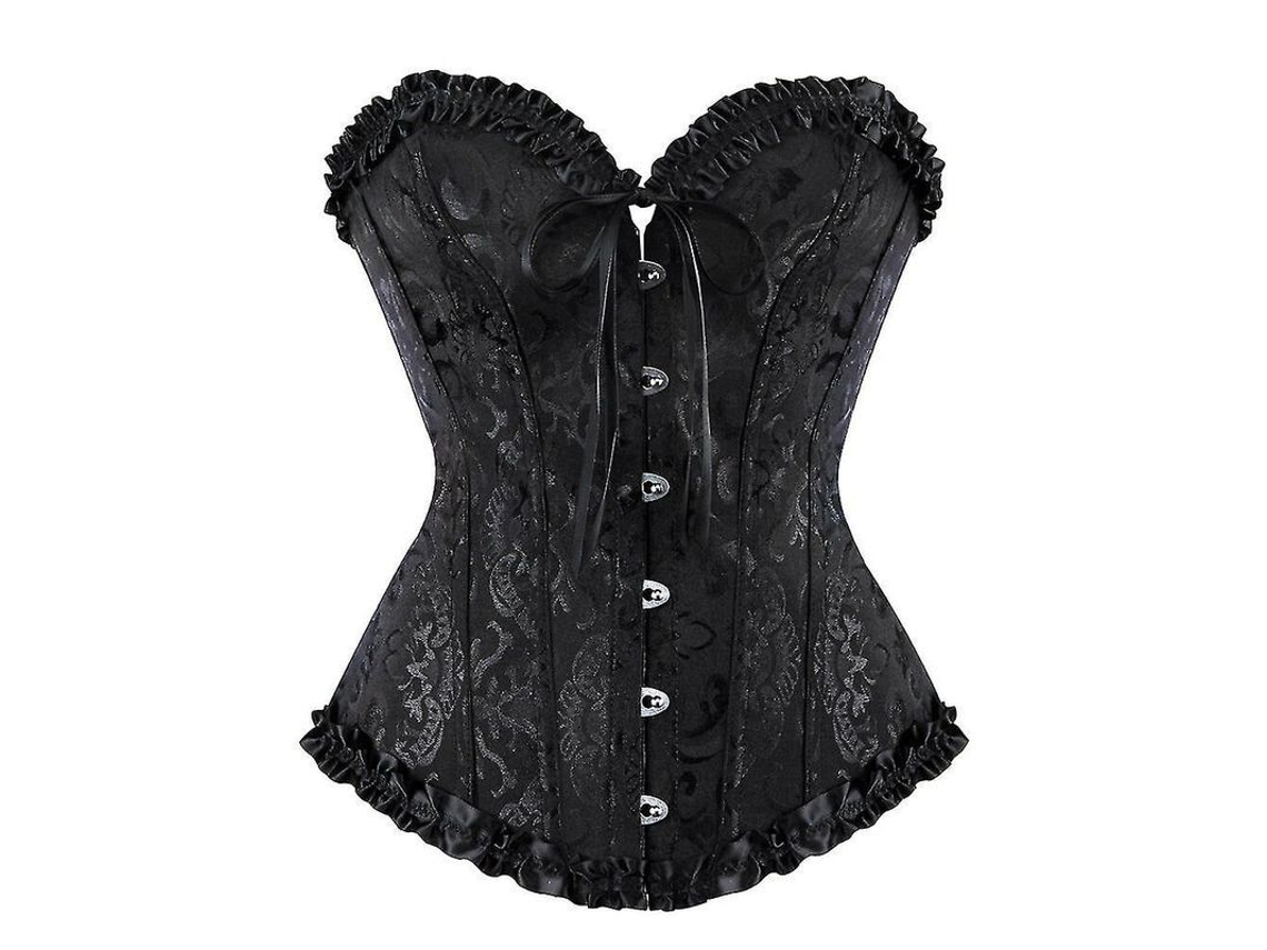 Corset de Dia a Dia Feminino com Estampa e Bordado, Feito de Poliéster e Spandex, com Ossos de Plástico Apenas Corset