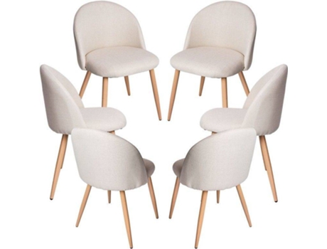 Pack 6 Cadeiras  Vint (Bege - 38 x 74 x 43 cm - Pano - Aço Reforçado)