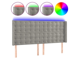 Led Headboard, Led Headboards Vidaxl Cinzeto Veludo (183 X 16 X 118/128 Cm)