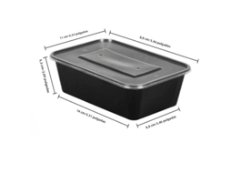 Conjunto De 10 Lancheiras Descartáveis De Plástico Preto (750ml), Próprias Para Micro-ondas E Geladeira.