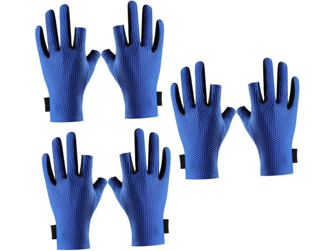 Luvas De Pesca Balacoo, 3 Pares, Respiráveis E Com Dedos Antiderrapantes, Proteção Solar Para Ciclismo, Azul