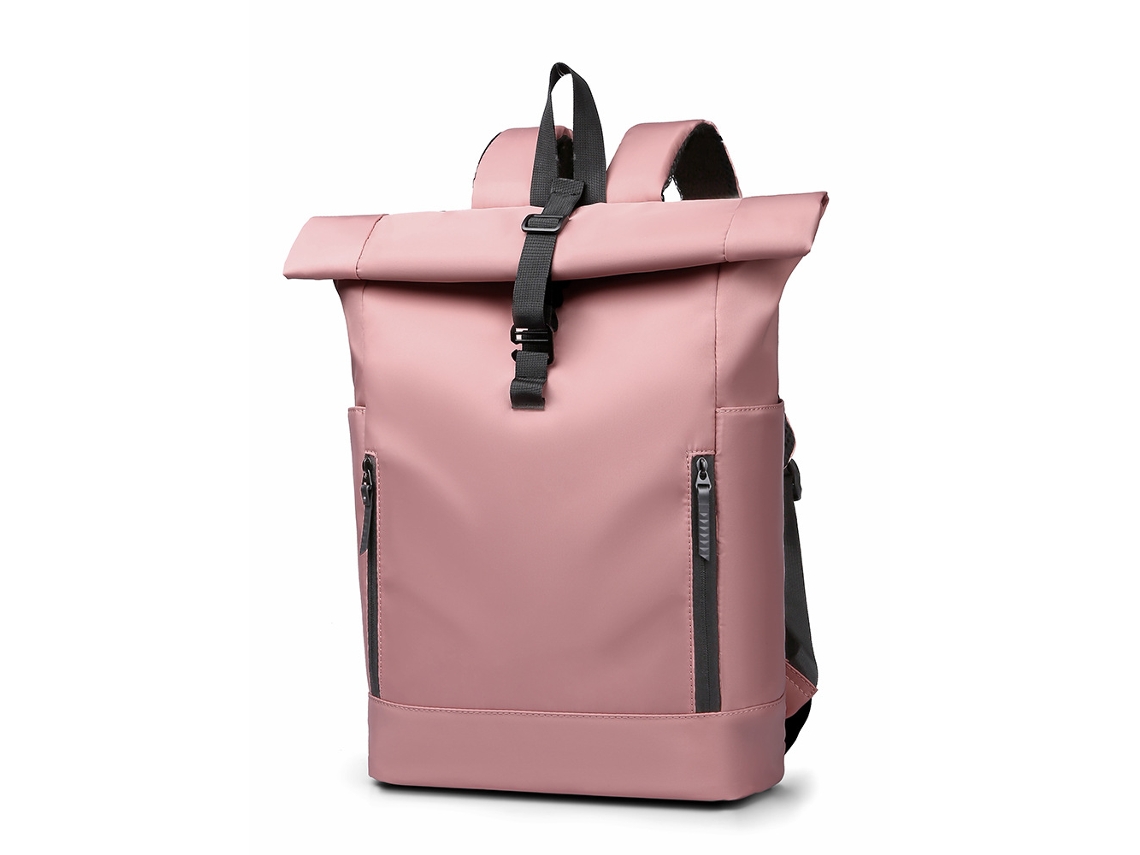 Mochila de Rolltop HENTEN HOME Impermeável para Portátil 15.6" Casual Urbana Unissexo Rosa