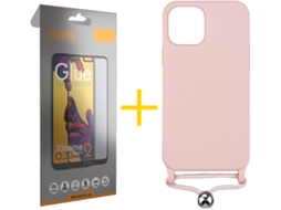 Kit Capa + Película 1 X Vidro Full iPhone 12 Pro Max Skyhe Gel Rope Rosa