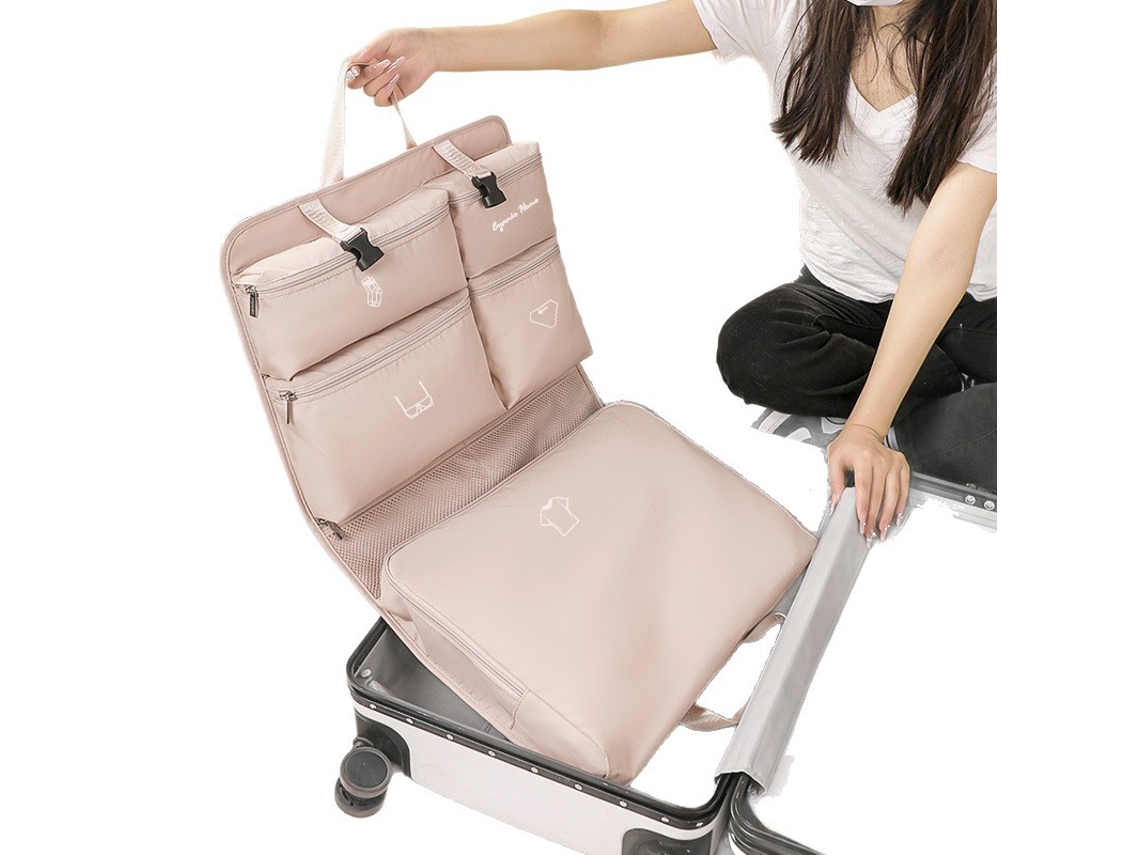 Conjunto De Organizadores De Mala 7 Em 1 Para Roupas E Roupas Íntimas, Bolsas De Armazenamento Portáteis Para Viagem, Rosa