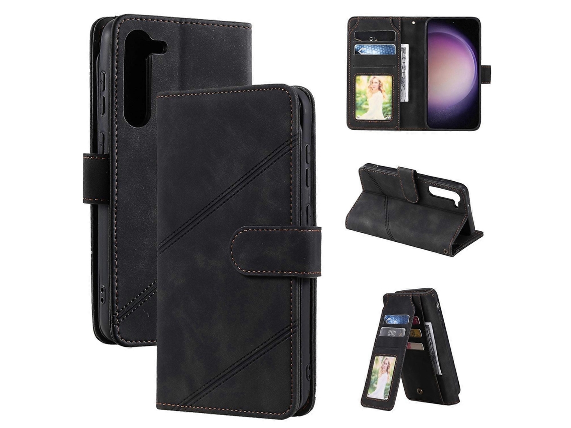 Capa Carteira De Couro Com Toque Suave E Vários Compartimentos Para Cartões Para Samsung Galaxy S23+ 5g