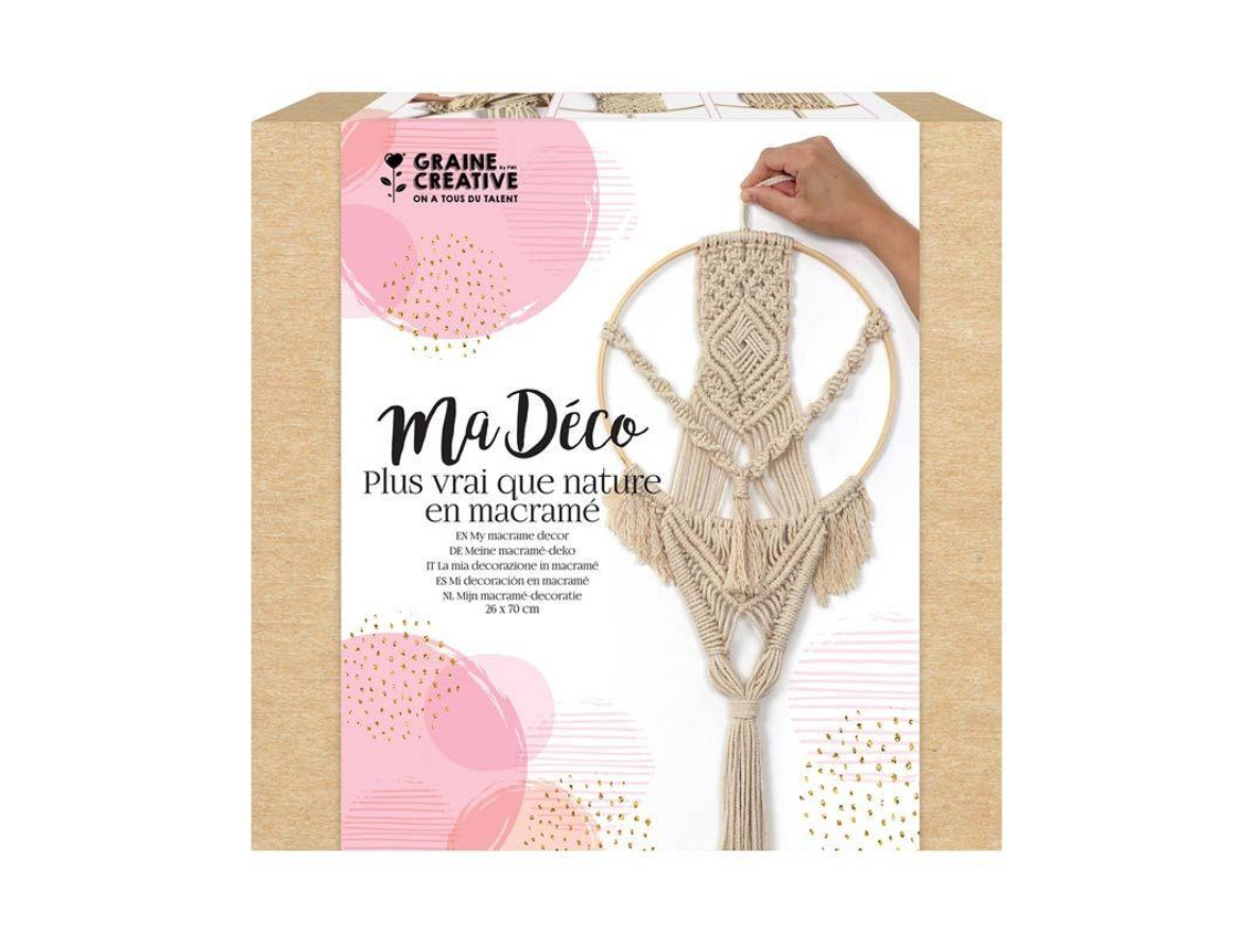 Kit Macramê com Suspensão Círculo de Bambu 70 X 26 Cm Graine Créative