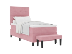 Cama Box com Almofada e Cabeceira Rosa 190x90 cm Veludo MAISON EXCLUSIVE