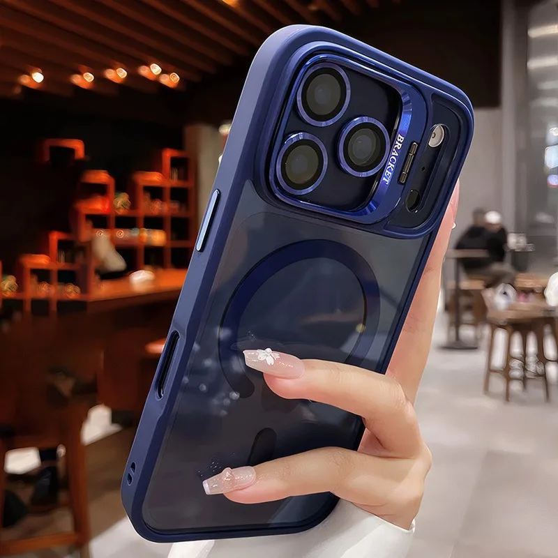 Capa Magnética Transparente Para Iphone (azul, Modelo 15)