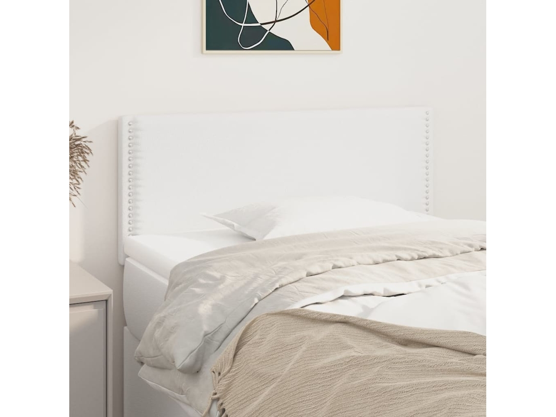 Vidaxl Cabeceira De Cama Couro Artificial 100x5x78/88 Cm Branco