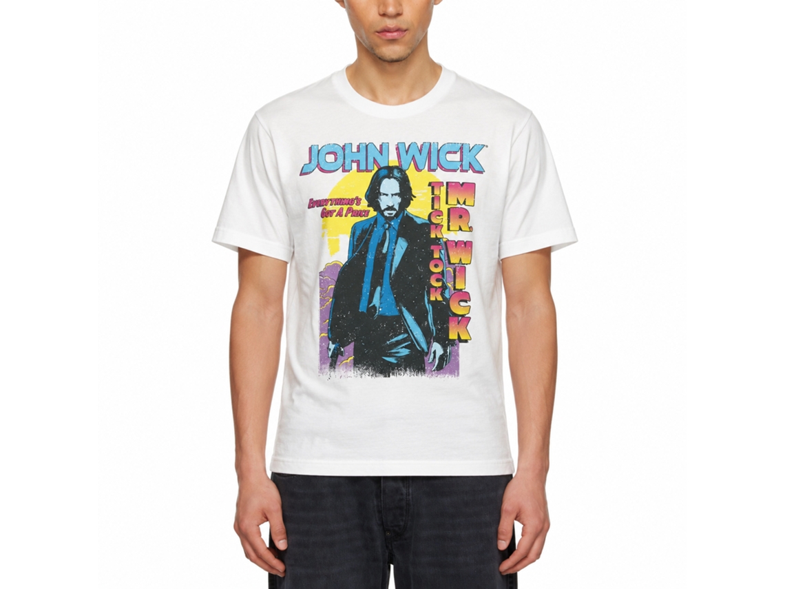 Rockinstone John Wick Tick Tock Mr Wick Gradient White Adult T-shirt Size:l