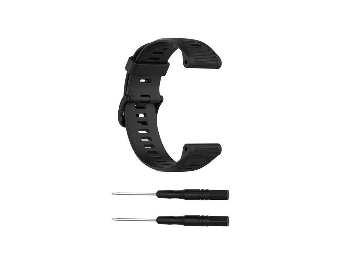 Bracelete Para Garmin Forerunner 935 Listras Horizontais Silicone Preto