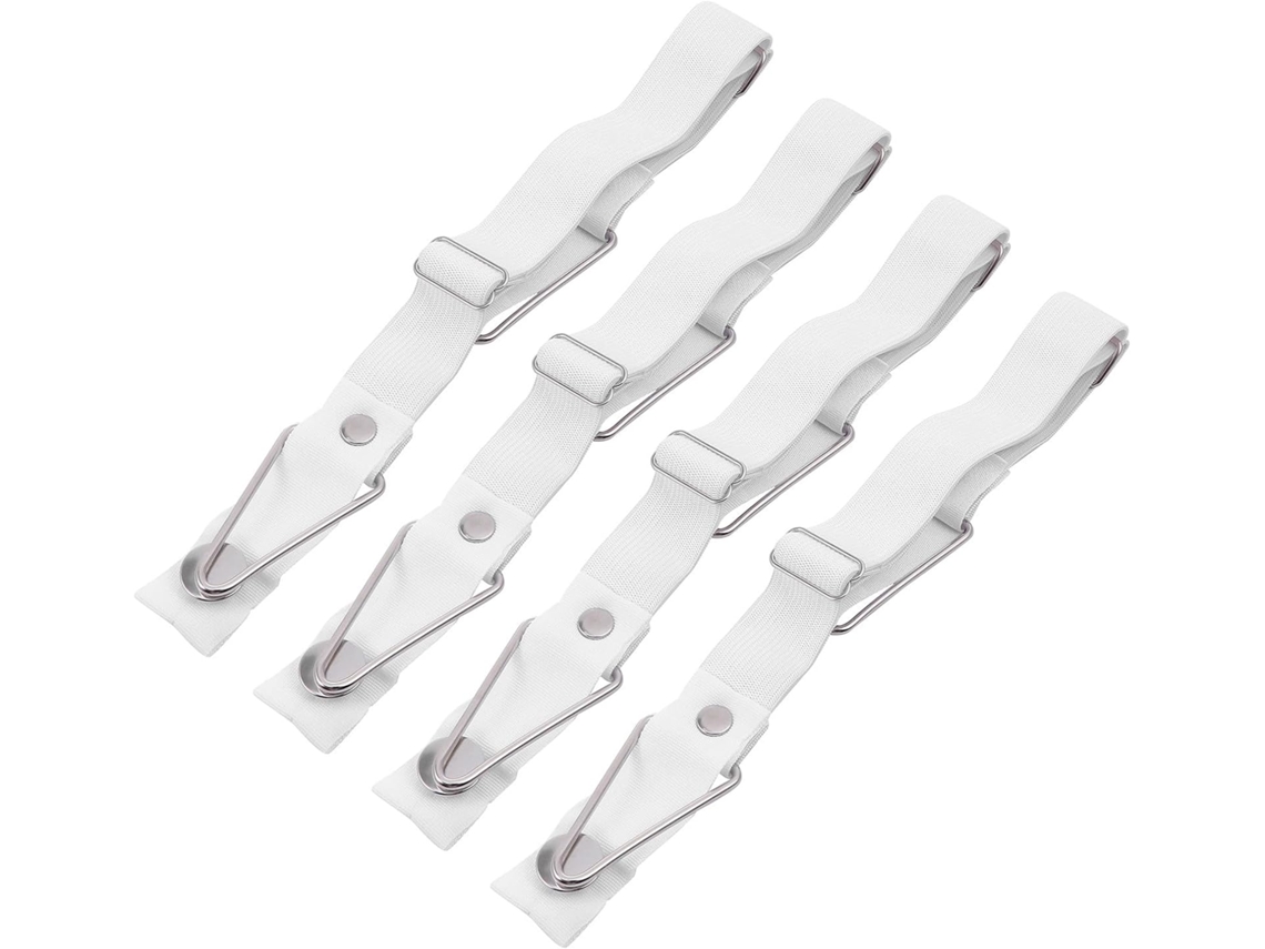 Conjunto de 4 Prendedores Ajustáveis para Lençol Baixo, Feitos com Elástico e Presilhas Metal. CHABERLU