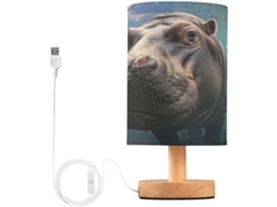 Abajur De Cabeceira Fofo Em Formato Hipopótamo Para Quarto, Luminária De Cabeceira Led, Luminária De Leitura Com Portas