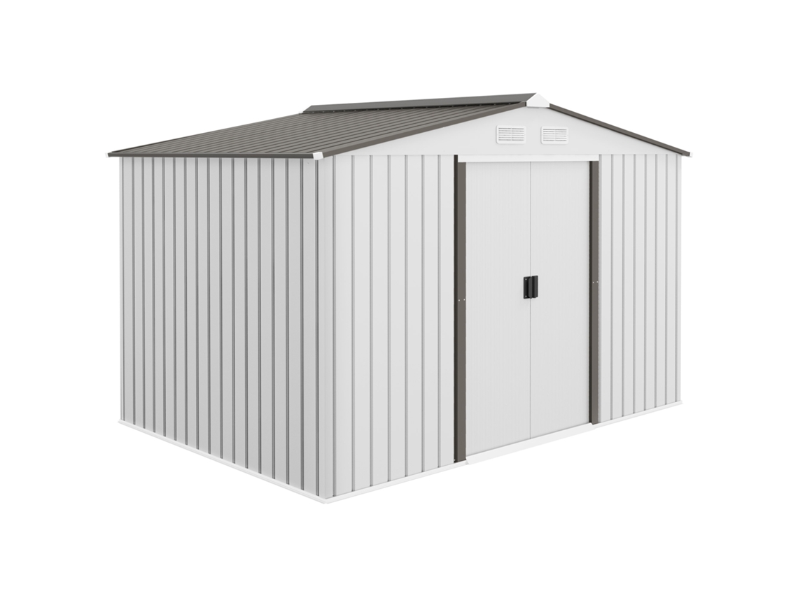 Casinha de Jardim CHEZMOI em Chapa de Aço com Portas Duplas 277x195x192cm Prateada