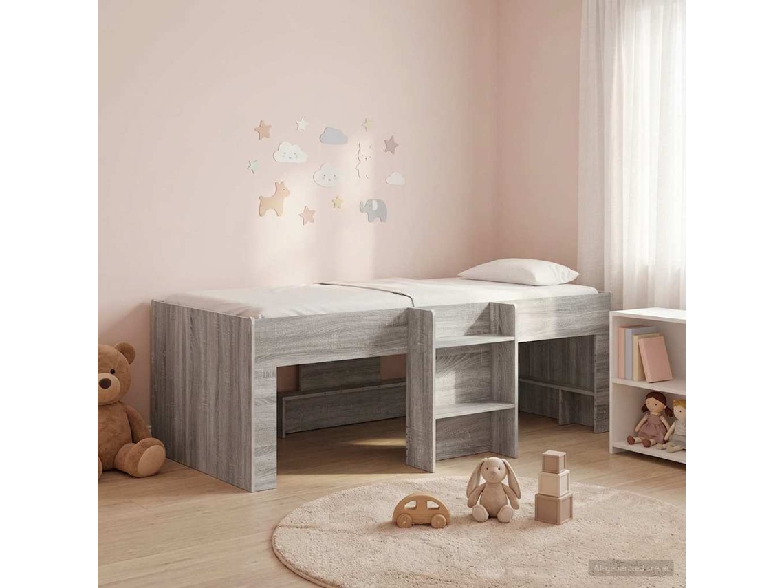 Vidaxl Cama Alta Para Crianças Sonoma Cinzento 80 X 200 Cm