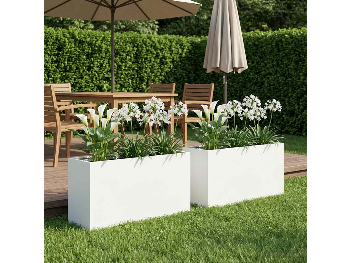 Vidaxl Vaso De Jardim 2 Unid. Branco 80 X 30 X 50 Cm
