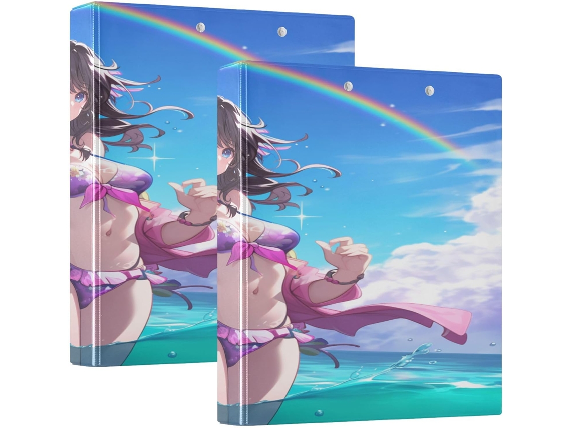 Pasta Redonda De 3, 8cm Com Bolsos, Capa Dura, Tema Anime De Beleza Sexy, Pacote Com 1 2 Unidades
