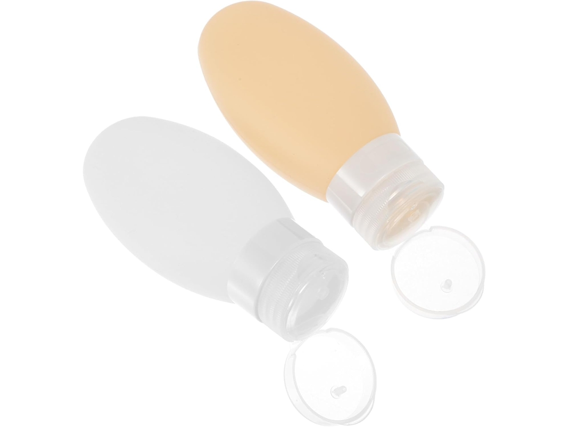 Conjunto De 2 Frascos De Viagem De Silicone Macio Com Ventosa