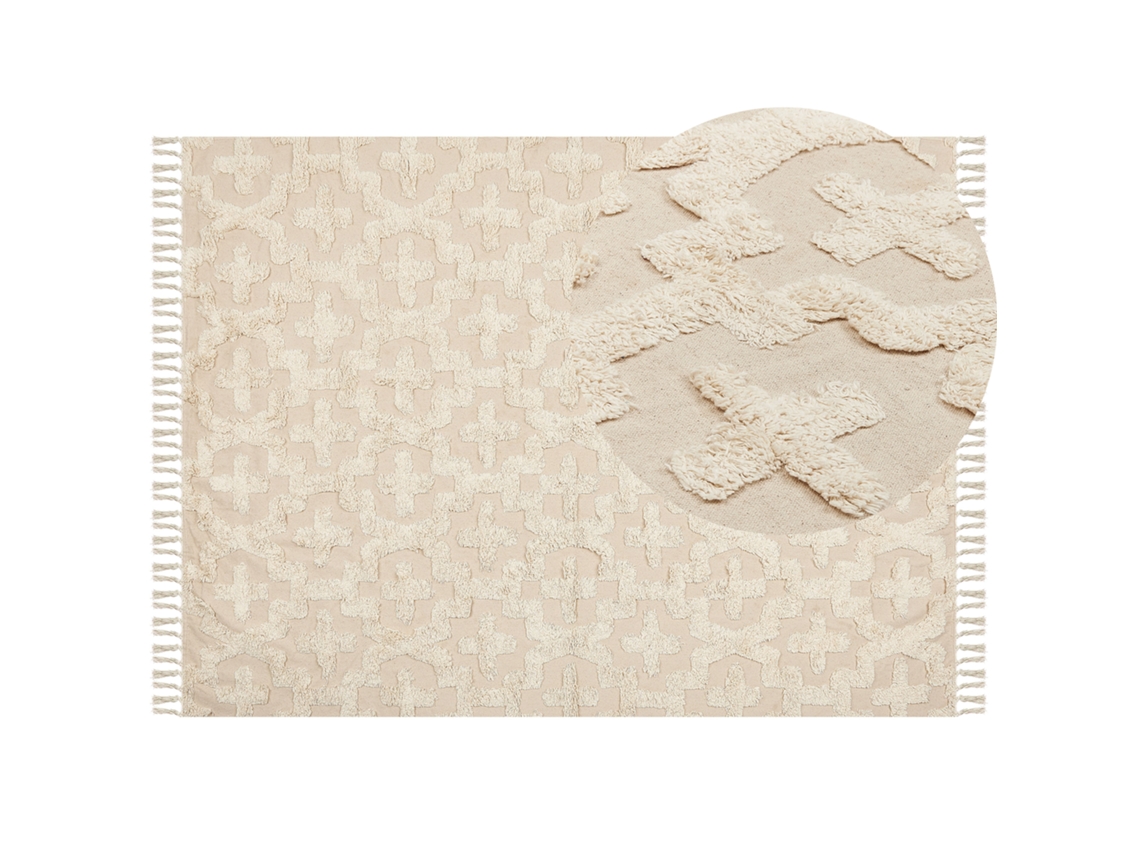Tapete de estilo boho BELIANI Itanagar de Algodão Creme 160x230