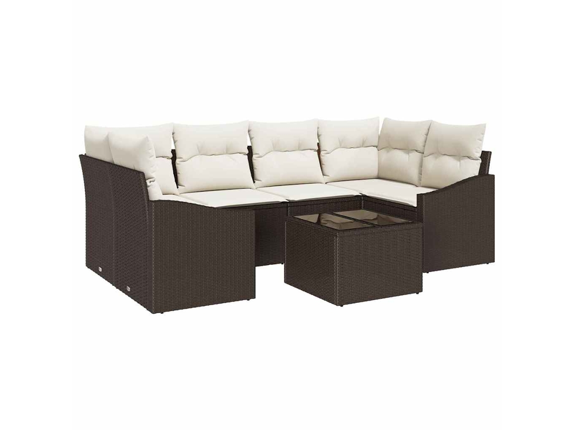 Maison Exclusive - Conjunto De Sofás Com Almofada 7 Pcs Marrom E Creme Vime Pe