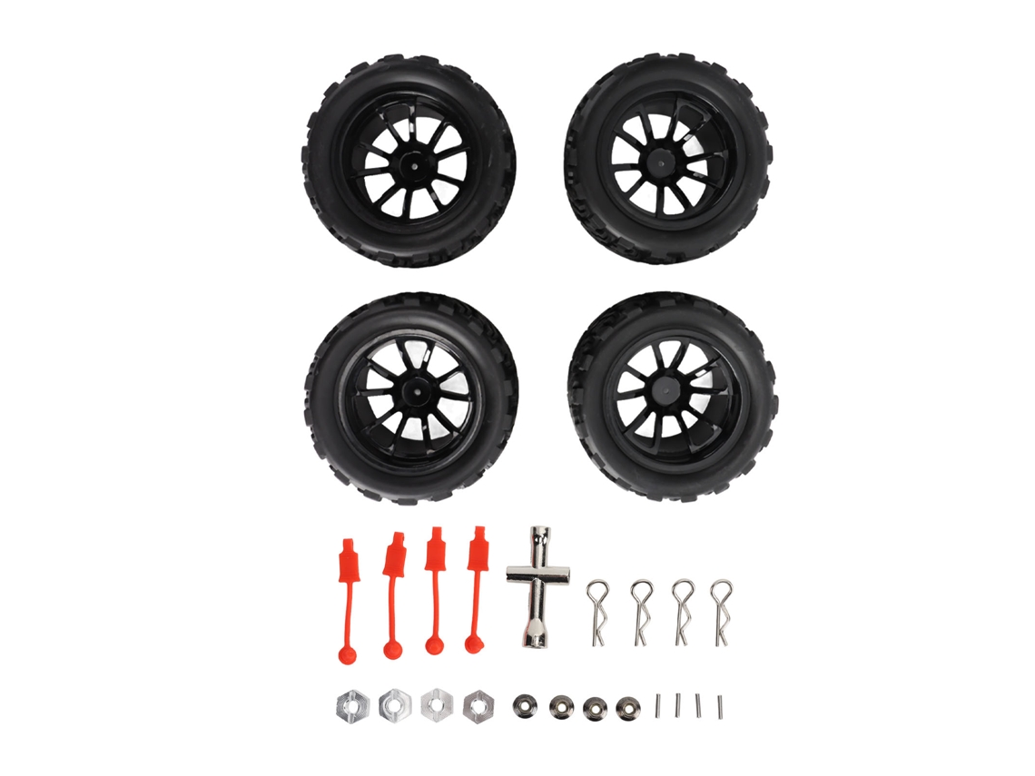 Conjunto De Pneus E Rodas De Borracha Preta Para Carro Rc Traxxas Slash 1/10 Caminhão De Curto Caminho 4pcs