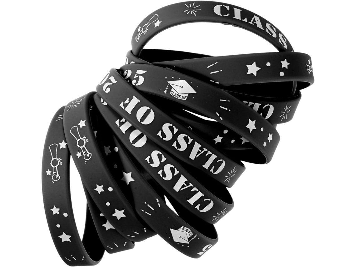 25 Pulseiras Decorativas de Silicone para Formatura, Ideais para Festas e Eventos Escolares